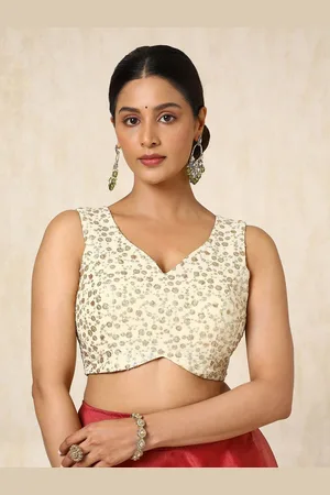 Soch Embellished V Neck Padded Saree Blouse With Sequins