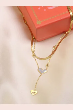 Artklim Gold-Plated Double Layered Heart Necklace
