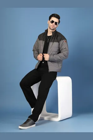 Rigo Men Grey Black Colourblocked Lightweight Outdoor Padded Jacket