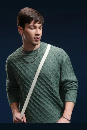 Highlander Men Oversized Round Neck Full Sleeve Drop Shoulder Sweater