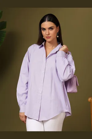KOTTY Women Relaxed Fit Spread Collar Vertical Striped Cotton Casual Shirt