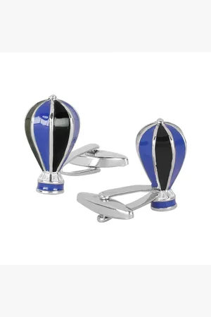 Bodha Men Blue & Black Silver Plated Parachute Hot Air Balloon Cufflinks