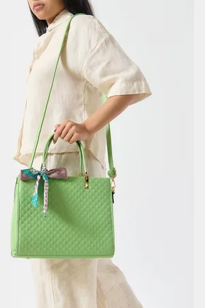 Chumbak Sage Green Quilted Handbag With Scarf