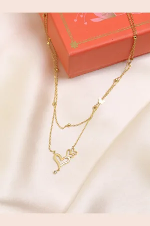 Artklim Gold-Plated Double Layered Heart Necklace