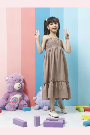 ATHENA Girls Linen Fit & Flare Midi Dress