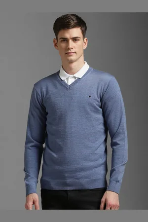 Louis Philippe Men Pure Cotton V - Neck Pullover Sweater