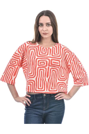 ONLY Women Regular Fit Abstract Printed Round Neck T-shirt