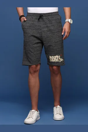 Mast & Harbour Men Black Typography Printed Mid-Rise Casual Shorts