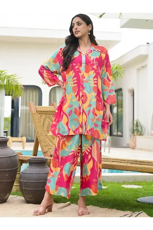 Kalini Printed Shirt Collar Tunic With Trouser