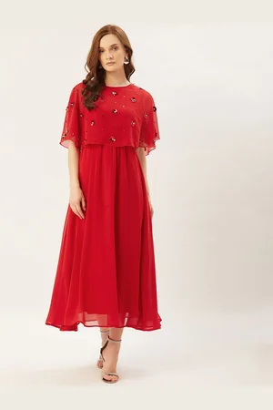 Moda Rapido Cape Sleeve Layered Georgette Maxi Dress