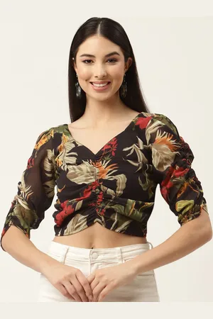 Moda Rapido Women Floral Print Georgette Crop Top