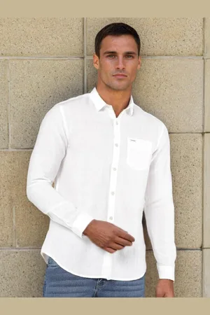 Wrangler Men White Classic Casual Shirt