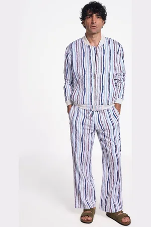 Terra Luna Men Striped Cotton Comfort Regular Trousers