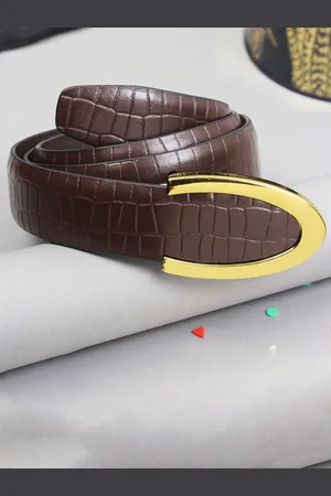 PELUCHE Men Textured Leather Formal Belt
