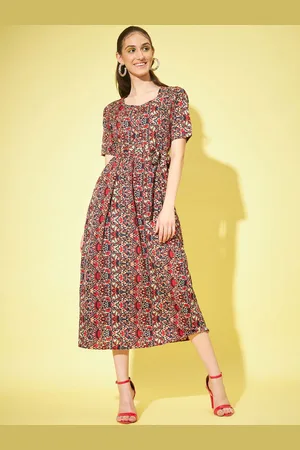 Moda Rapido Floral Print Puff Sleeve Crepe A-Line Maxi Dress