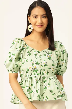 Moda Rapido Women Floral Printed Sweetheart Neck Peplum Top