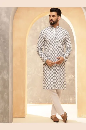 SOJANYA Floral Embroidered Mandarin Collar Thread Work Straight Kurta With Pyjamas