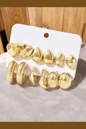 FÁBULA Set Of 6 Contemporary Shaped Hoop Earrings