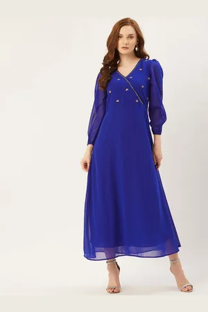 Moda Rapido Puff Sleeve Georgette Maxi Dress