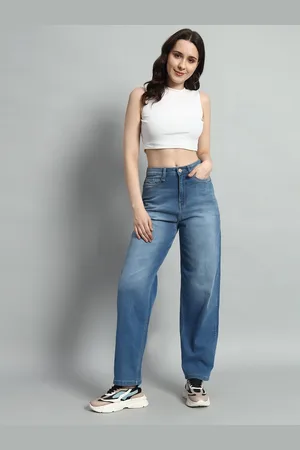 Mast & Harbour Women Boyfriend Fit High-Rise Light Fade Stretchable Jeans