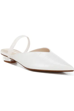 London Rag Women Pointed Toe Block Heel Leather Mules