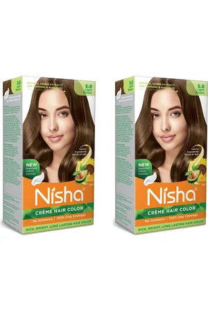 Nisha Unisex Pack of 2 Creme Hair Color 120gm each- Light Brown