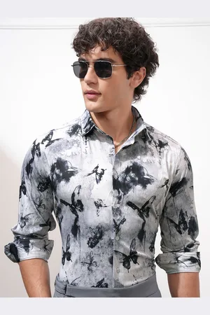 Highlander Men Slim Fit Spread Collar Abstract Printed Formal Shirt