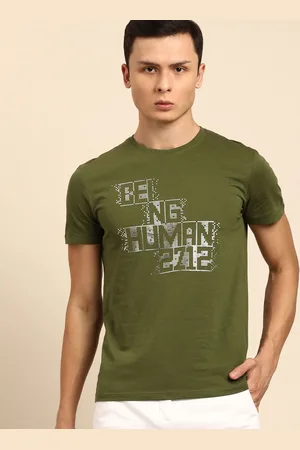 Being Human Men Typography Printed Applique T-shirt