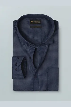 Invictus Men Blue Regular Fit Shepherd Checks Opaque Formal Shirt