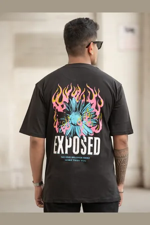 Powerlook Men Graphic Printed Round Neck Cotton Oversized T-shirt