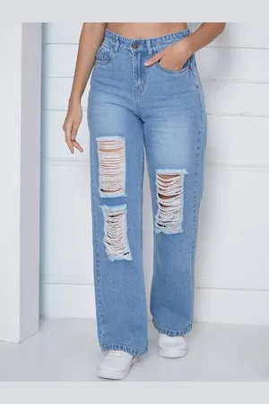 KOTTY Women Straight Fit High-Rise Highly Distressed Stretchable Jeans
