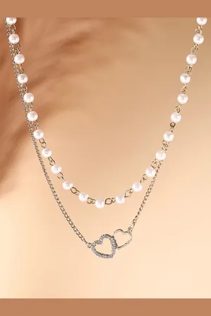 Priyaasi Gold-Plated Stone Studded & Pearls Beaded Layered Necklace