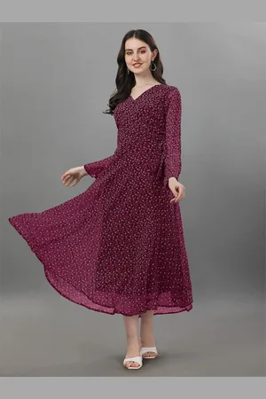 Kalini Floral Print Georgette Fit & Flare Midi Dress