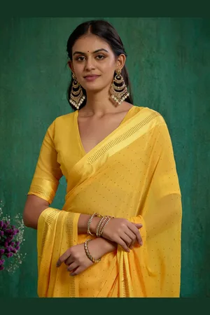 Sangria Women Beads and Stones Embellished Saree With Blouse Piece