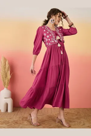Sangria Tiered Sleeveless Dress With Embroidered Crop Jacket