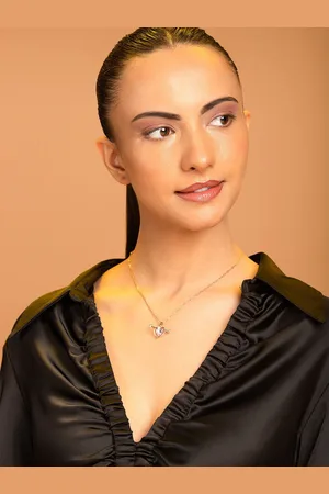 Priyaasi Rose Gold-Plated Heart Shaped Crystal studded Necklace