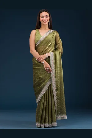 Koskii Floral Beads and Stones Mehendi Stonework Chiffon Saree