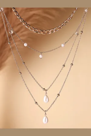 Priyaasi Gold-Plated Pearls Studded Layered Necklace