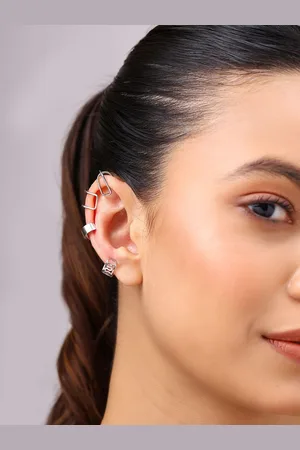Priyaasi Set of 6 Silver-Plated Stone Studded Contemporary Studs