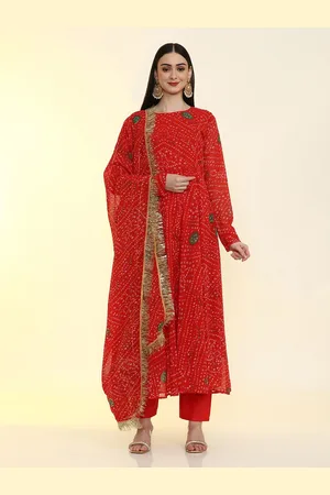 Jaipur Bandhani Printed Anarkali Kurta with Trousers & Dupatta