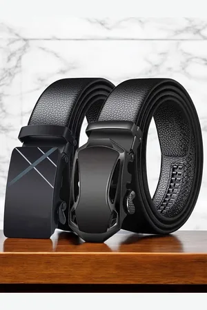 Provogue Men Pack of 2 Vegan Leather Textured Belt
