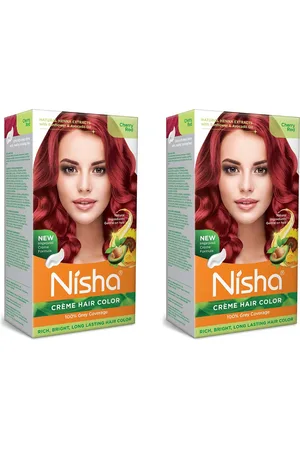 Nisha Unisex Red Pack of 2 Creme Hair Color 120gm each- Cherry Red