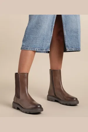 Nautica Women Mid-Top Regular Leather Block Heel Boots