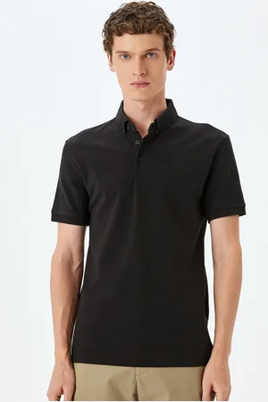 Koton Men Solid Polo Collar Cotton Slim Fit T-shirt