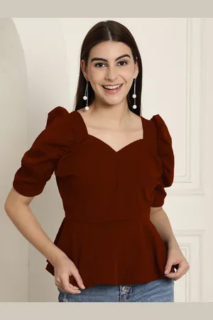 Metronaut Women Sweetheart Neck Peplum Top