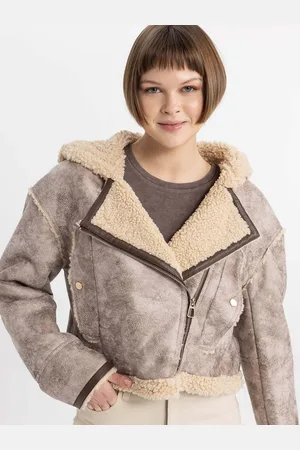 DeFacto Women Notched Lapel Solid Casual Parka Jacket
