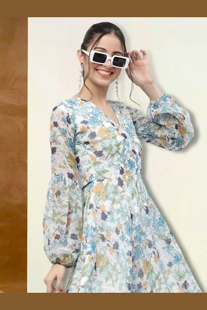 BAESD Women Floral Printed V-Neck Fit & Flare Dress