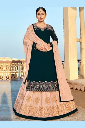 HRITIKA Women Ethnic Motifs Embroidered Regular Silk Georgette Kurta with Trousers & With Dupatta
