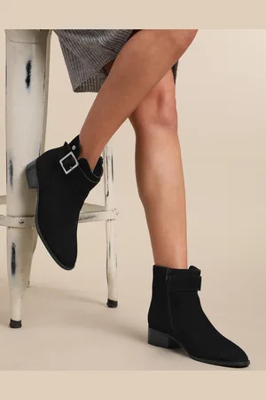 Nautica Women Mid-Top Buckle Detail Leather Regular Boots