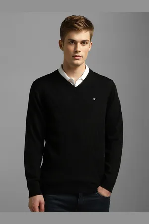 Louis Philippe Men Cotton V-Neck Pullover